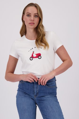 T-shirt blanc avec imprimé de More & More pour Femmes
