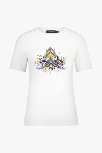 T-shirt blanc avec imprimé paisley de Claude Arielle pour Femmes