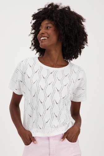 T-shirt blanc avec motif à trous de Louise pour Femmes