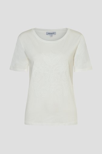 Le devant de T-shirt blanc avec motif brodé de More & More pour Femmes