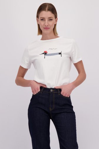 Le devant de T-shirt blanc imprimé  de More & More pour Femmes