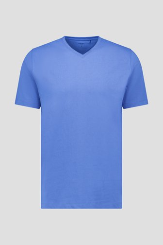 T-shirt bleu à col en V de Liberty Island pour Hommes