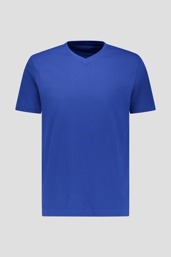 Le devant de  T-shirt bleu à col en V de Liberty Island pour Hommes