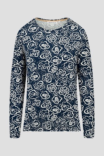 T-shirt bleu à imprimé floral de Bicalla pour Femmes