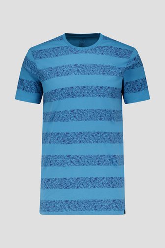 T-shirt bleu à imprimé tropical rayé de Ravøtt pour Hommes