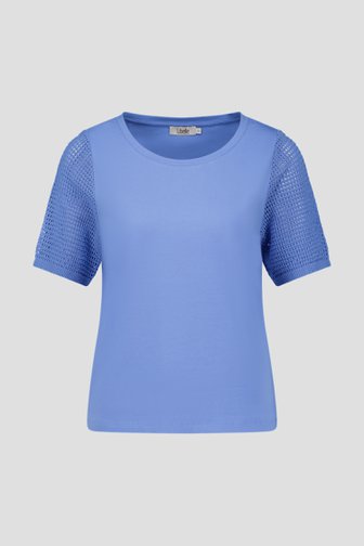T-shirt bleu à manches crochetées de Libelle pour Femmes
