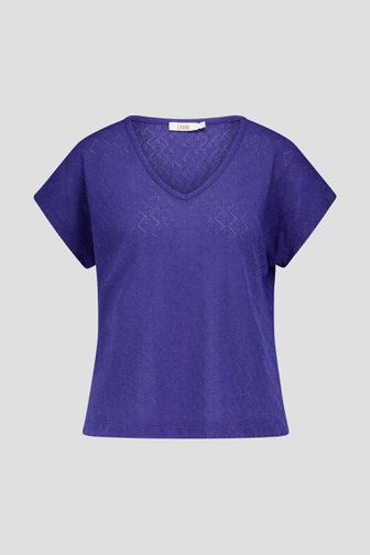T-shirt bleu à motif ajouré de Libelle pour Femmes