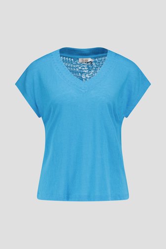 T-shirt bleu avec col en V de Liberty Loving nature pour Femmes