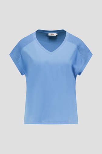 T-shirt bleu avec détail tricoté sur l'épaule de Libelle pour Femmes