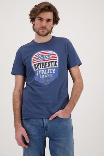 T-shirt bleu avec logo imprimé de Ravøtt pour Hommes
