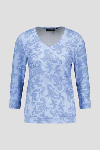 T-shirt bleu clair à imprimé cachemire de Signature pour Femmes