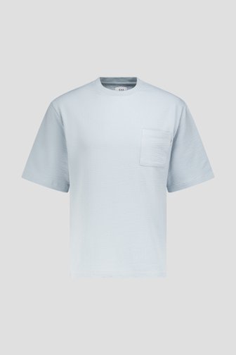 T-shirt bleu clair à structure gaufrée de Casual Five pour Hommes