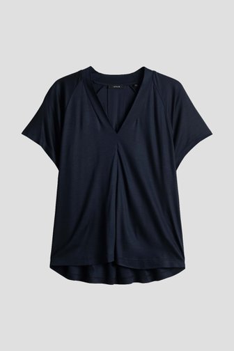 Le devant de T-shirt bleu foncé à col en V de Opus pour Femmes