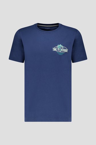 T-shirt bleu foncé avec imprimé de Ravøtt pour Hommes