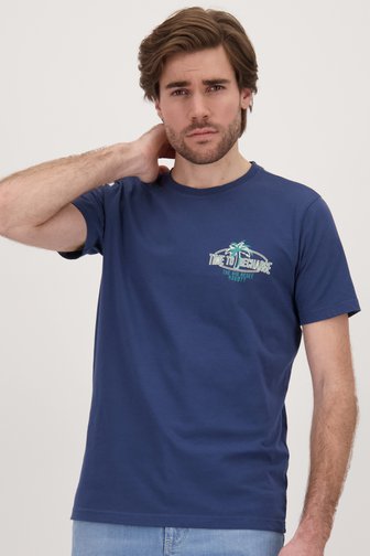 T-shirt bleu foncé avec imprimé de Ravøtt pour Hommes