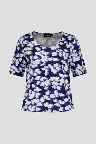 T-shirt bleu marine à imprimé blanc de Signature pour Femmes