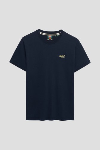 Le devant de T-shirt bleu marine en coton de Superdry pour Hommes