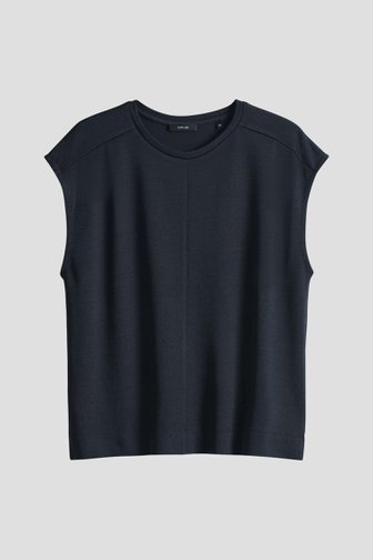T-shirt bleu marine en maille fine de Opus pour Femmes