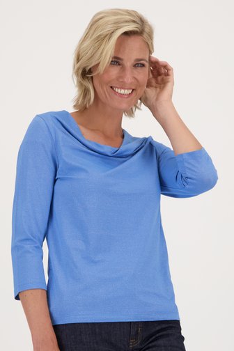 Le devant de T-shirt bleu scintillant de Claude Arielle pour Femmes