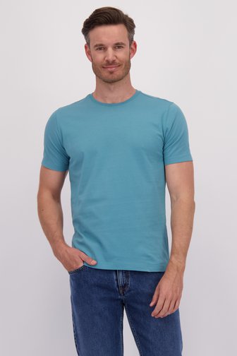T-shirt bleu-vert à col rond de Liberty Island pour Hommes