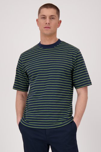 T-shirt bleu-vert à rayures de Casual Five pour Hommes