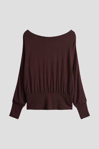 Le devant de T-shirt bordeaux à manches chauve-souris de Opus pour Femmes