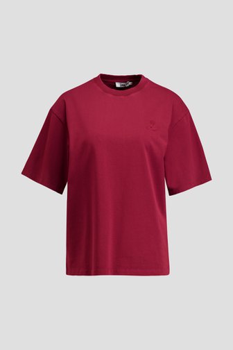 Le devant de T-shirt bordeaux à manches courtes de Louise pour Femmes