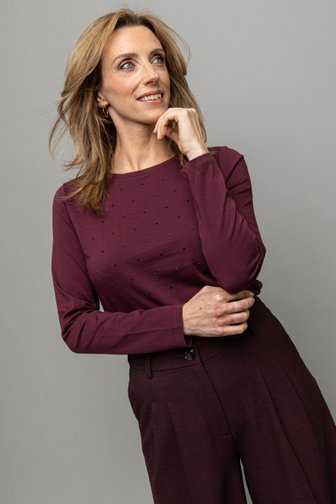 Le devant de T-shirt bordeaux à manches longues de Louise pour Femmes