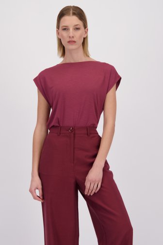 Le devant de T-shirt bordeaux à manches tombantes de D'Auvry pour Femmes