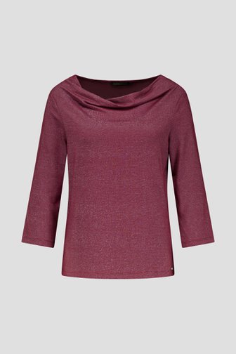 Le devant de T-shirt bordeaux scintillant de Claude Arielle pour Femmes