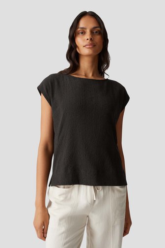 Le devant de T-shirt brun foncé à texture de Opus pour Femmes