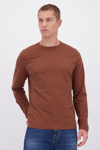 Le devant de T-shirt brun rouge à manches longues de Liberty Island pour Hommes