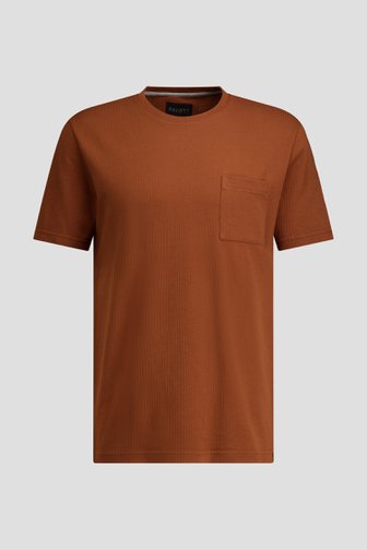 Le devant de T-shirt brun rouille à col rond de Ravøtt pour Hommes
