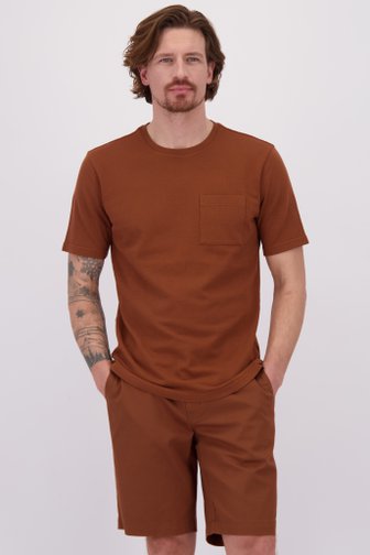Le devant de T-shirt brun rouille à col rond de Ravøtt pour Hommes