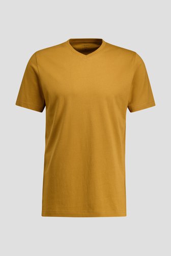 Photo produit 1 de T-shirt brun sable en coton avec col en V de Liberty Island pour Hommes