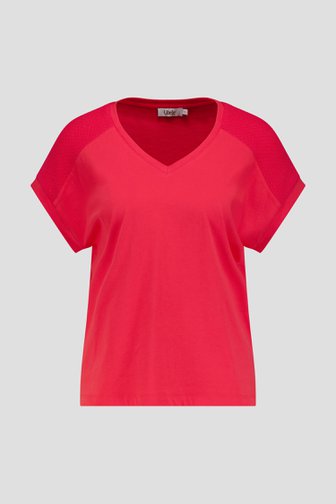 T-shirt corail avec détail tricoté sur l'épaule de Libelle pour Femmes