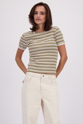 Le devant de T-shirt côtelé avec motif rayé coloré de JDY pour Femmes