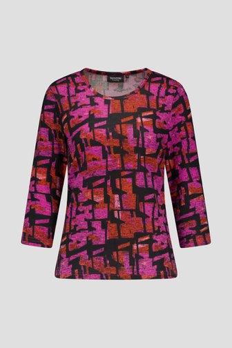 Photo produit 1 de T-shirt doux avec imprimé orange-rose de Signature pour Femmes