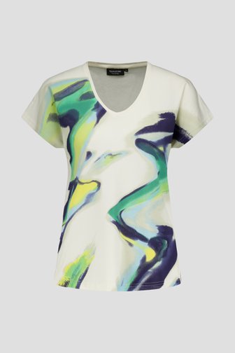 T-shirt écru à imprimé abstrait de Signature pour Femmes