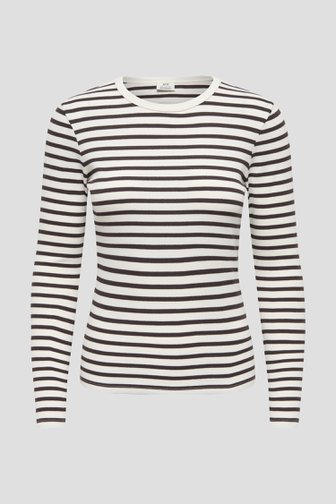 Le devant de T-shirt écru à rayures brunes de JDY pour Femmes