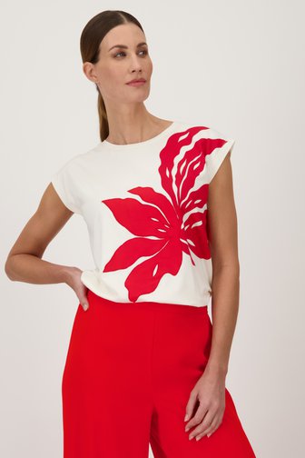 T-shirt écru avec fleur brodée de D'Auvry pour Femmes