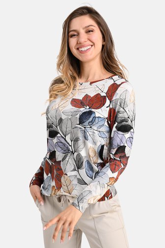T-shirt écru avec imprimé feuillage de Bicalla pour Femmes