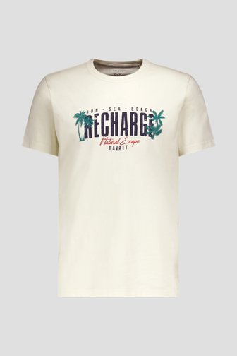T-shirt écru avec imprimé de Ravøtt pour Hommes