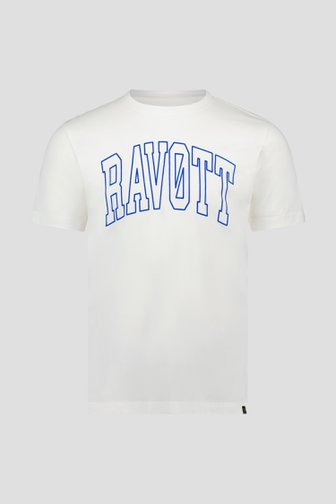 T-shirt écru avec lettrage bleu de Ravøtt pour Hommes