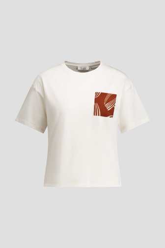 Le devant de T-shirt écru avec poche poitrine couleur rouille de Liberty Loving nature pour Femmes