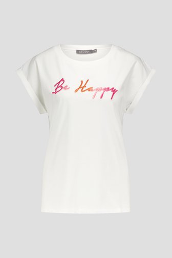 T-shirt écru imprimé graphique de Geisha pour Femmes