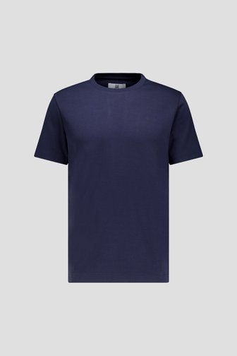 Le devant de  T-shirt en coton bleu foncé à col rond de Upper East pour Hommes