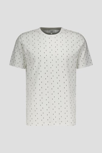T-shirt en coton écru à imprimé fin de Casual Five pour Hommes