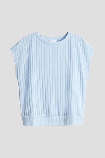 Le devant de T-shirt en maille fine bleu clair de Opus pour Femmes