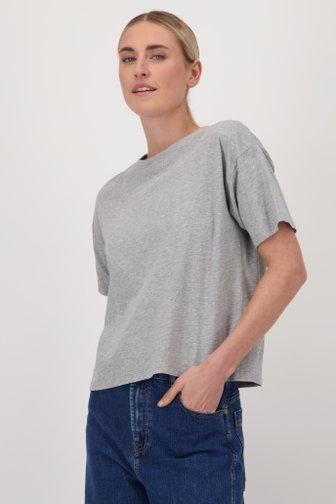 T-shirt gris à col rond de Liberty Island pour Femmes